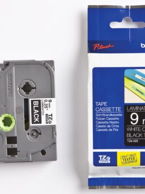 Brother TZe tape voor P-Touch 9 mm, wit op zwart