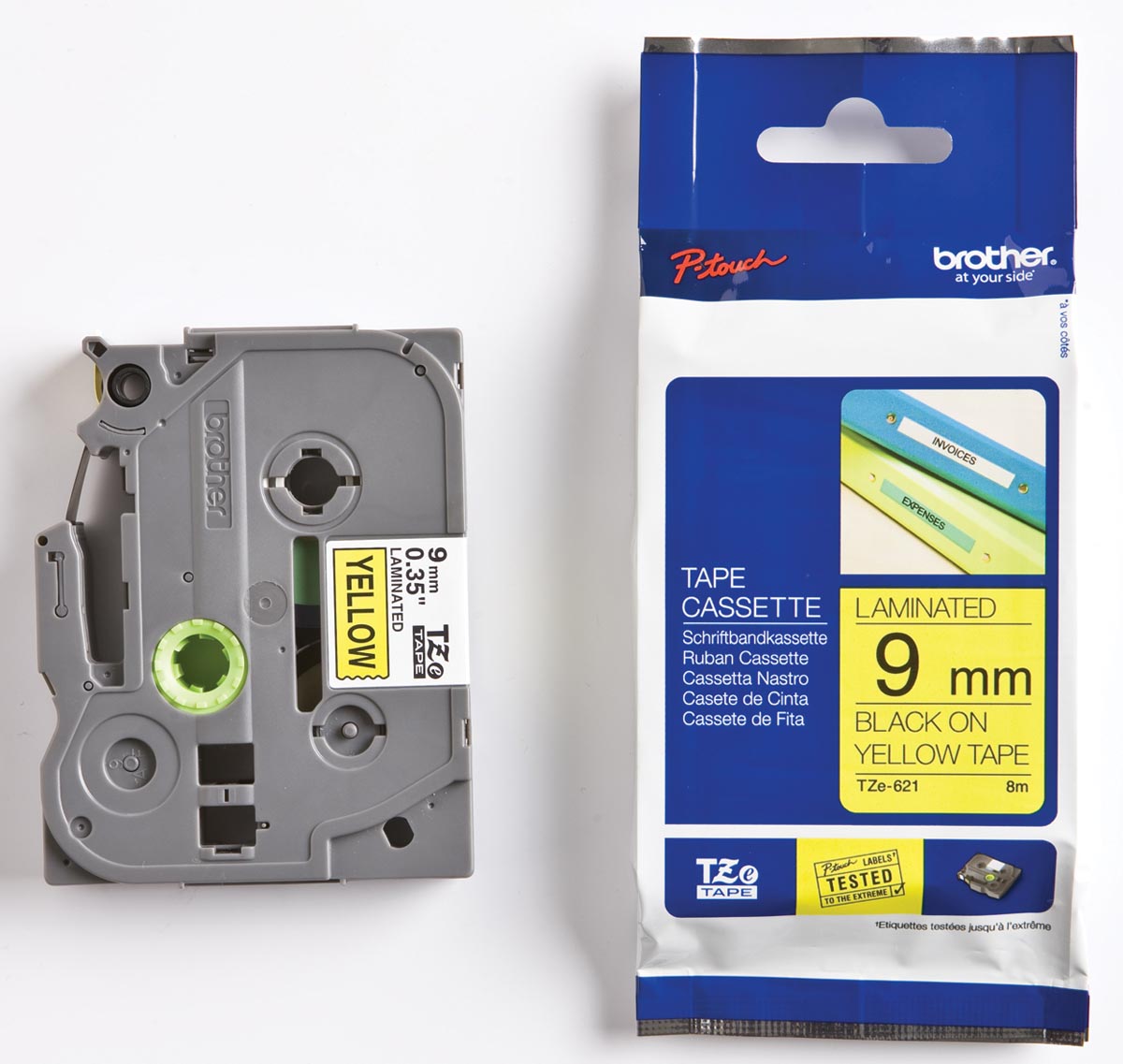 Brother TZe tape voor P-Touch 9 mm, zwart op geel 1 Brother TZe tape voor P-Touch 9 mm, zwart op geel