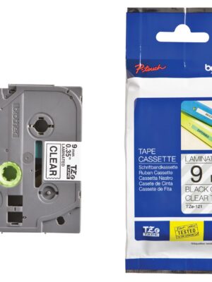 Brother TZe tape voor P-Touch 9 mm, zwart op transparant