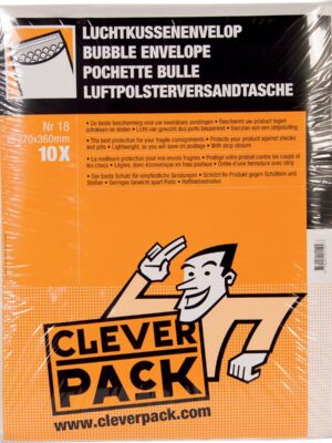 Cleverpack luchtkussenenveloppen, ft 270 x 360 mm, met stripsluiting, wit, pak van 10 stuks