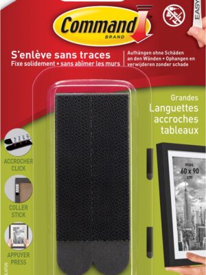 Command fotolijststrip, large, draagvermogen 7,2 kg, zwart, blister van 8 stuks