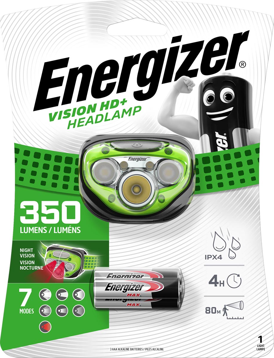Energizer hoofdlamp Vision HD+, inclusief 3 AAA batterijen, op blister 1 Energizer hoofdlamp Vision HD+, inclusief 3 AAA batterijen, op blister