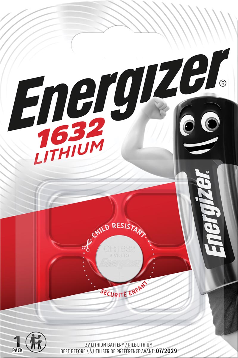 Energizer knoopcel CR1632, op blister 1 Energizer knoopcel CR1632, op blister
