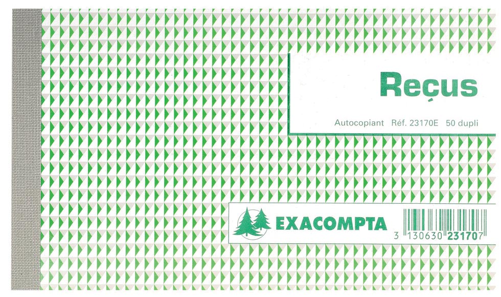 Exacompta ontvangsten, ft 10,5 x 18 cm, Franstalig, dupli (2 x 50 vel) 1 Exacompta ontvangsten, ft 10,5 x 18 cm, Franstalig, dupli (2 x 50 vel)