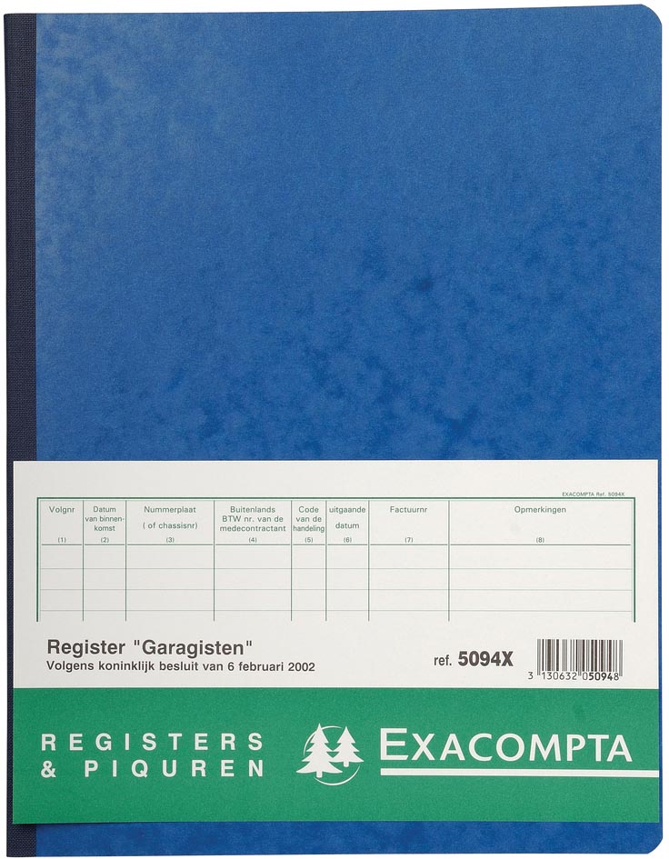 Exacompta register garagist en pomphouder, ft 32 x 25 cm, Nederlandstalig 1 Exacompta register garagist en pomphouder, ft 32 x 25 cm, Nederlandstalig