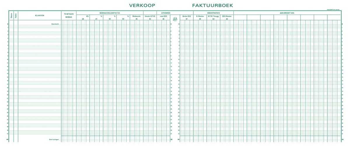 Exacompta register verkoop, ft 27 x 32 cm, Nederlandstalig 1 Exacompta register verkoop, ft 27 x 32 cm, Nederlandstalig