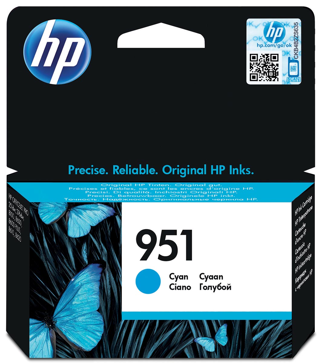 HP inktcartridge 951, 700 pagina's, OEM CN050AE, cyaan 1 HP inktcartridge 951, 700 pagina's, OEM CN050AE, cyaan