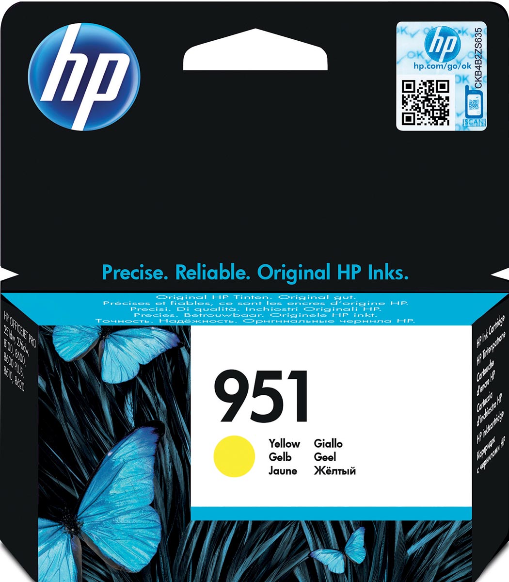 HP inktcartridge 951, 700 pagina's, OEM CN052AE, geel 1 HP inktcartridge 951, 700 pagina's, OEM CN052AE, geel