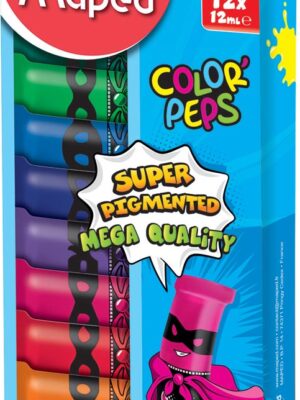 Maped Color'Peps plakkaatverf, tubes van 12 ml, ophangdoos met 12 tubes in geassorteerde kleuren