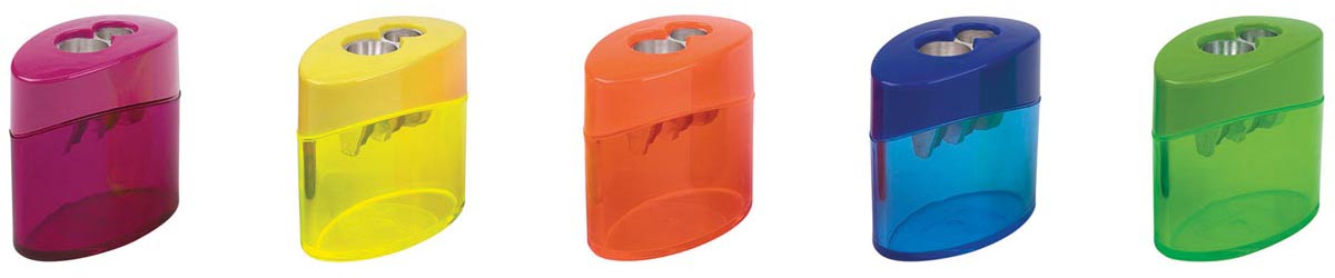 M+R potloodslijper Elliptic Swing, 2 gaats, met reservoir, doos van 10 stuks, geassorteerde kleuren 1 M+R potloodslijper Elliptic Swing, 2 gaats, met reservoir, doos van 10 stuks, geassorteerde kleuren