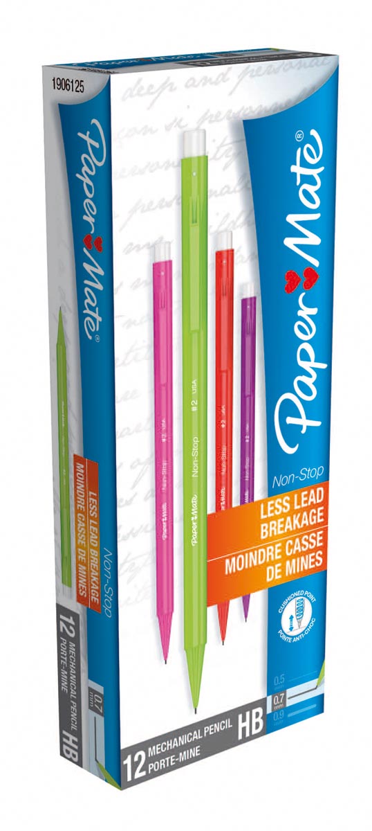 Paper Mate vulpotlood Non-Stop, doos van 12 stuks in geassorteerde kleuren 1 Paper Mate vulpotlood Non-Stop, doos van 12 stuks in geassorteerde kleuren