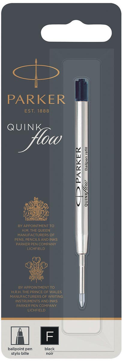 Parker Quinkflow vulling voor balpen fijn, zwart, op blister 1 Parker Quinkflow vulling voor balpen fijn, zwart, op blister