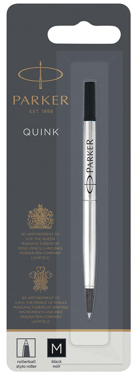 Parker vulling voor roller medium, zwart, op blister 1 Parker vulling voor roller medium, zwart, op blister