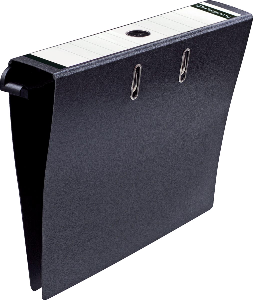 Pergamy hangmapordner, ft A4, 2 pochettes, karton, rug van 8 cm, zwart 1 Pergamy hangmapordner, ft A4, 2 pochettes, karton, rug van 8 cm, zwart