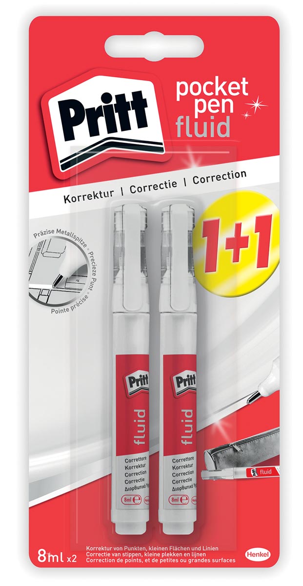 Pritt correctiepen Pocket Pen, blister 1 + 1 gratis 1 Pritt correctiepen Pocket Pen, blister 1 + 1 gratis