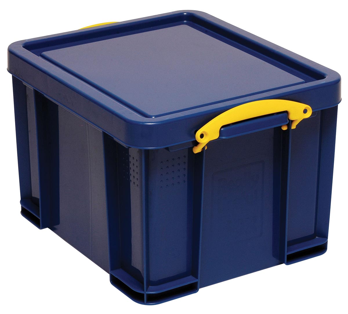 Really Useful Box opbergdoos 35 liter, donkerblauw met gele handvaten 1 Really Useful Box opbergdoos 35 liter, donkerblauw met gele handvaten