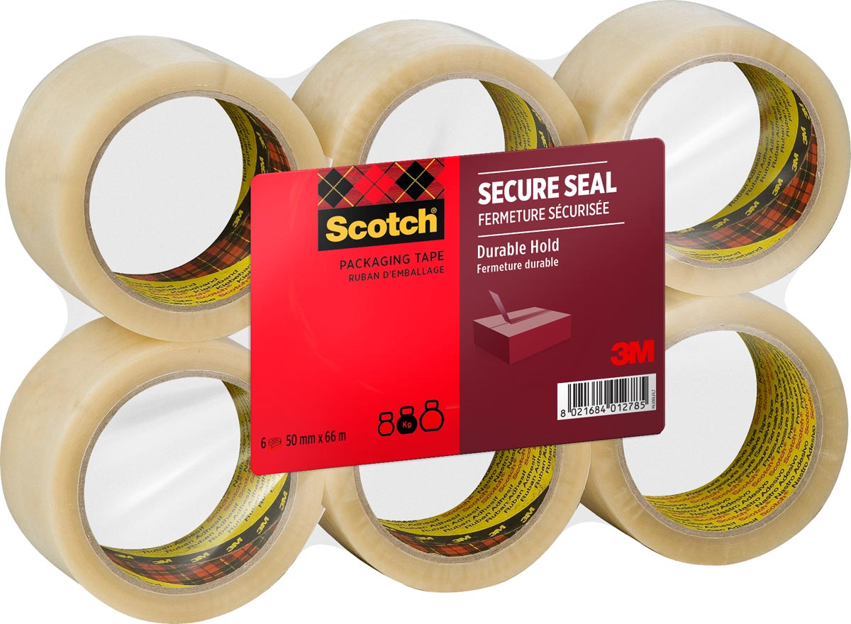 Scotch verpakkingsplakband Heavy, ft 50 mm x 66 m, transparant, pak van 6 stuks 1 Scotch verpakkingsplakband Heavy, ft 50 mm x 66 m, transparant, pak van 6 stuks
