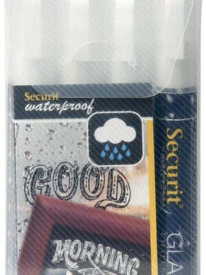 Securit Waterproof krijtmarker medium wit, blister met 4 stuks
