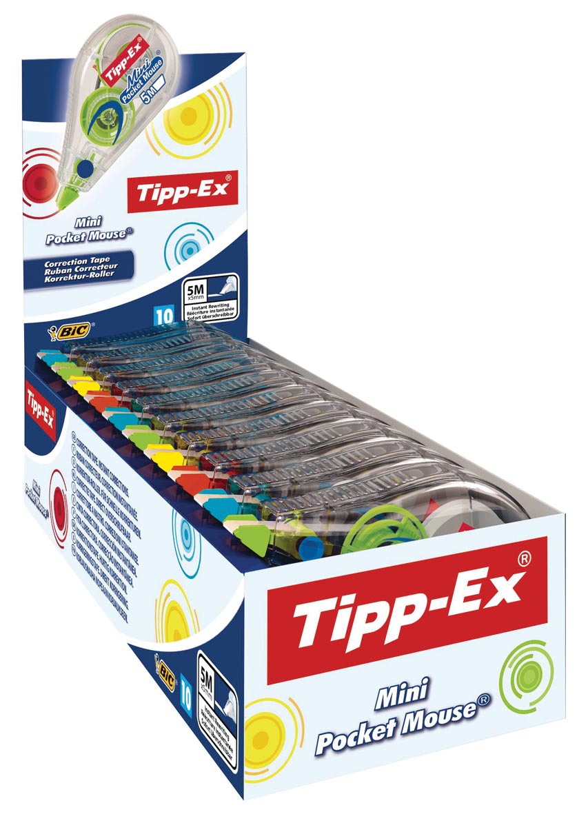 Tipp-ex correctieroller mini pocket mouse fashion doos met 10 stuks 1 Tipp-ex correctieroller mini pocket mouse fashion doos met 10 stuks